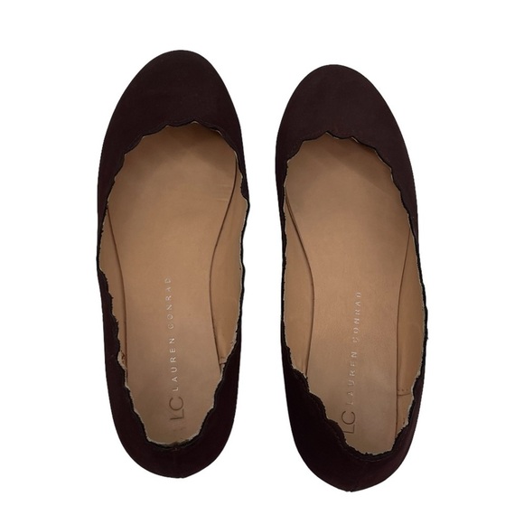 LC Lauren Conrad Wine Scalloped Edge Ballet Flats Size 7 1/2 Woman's - Picture 5 of 9